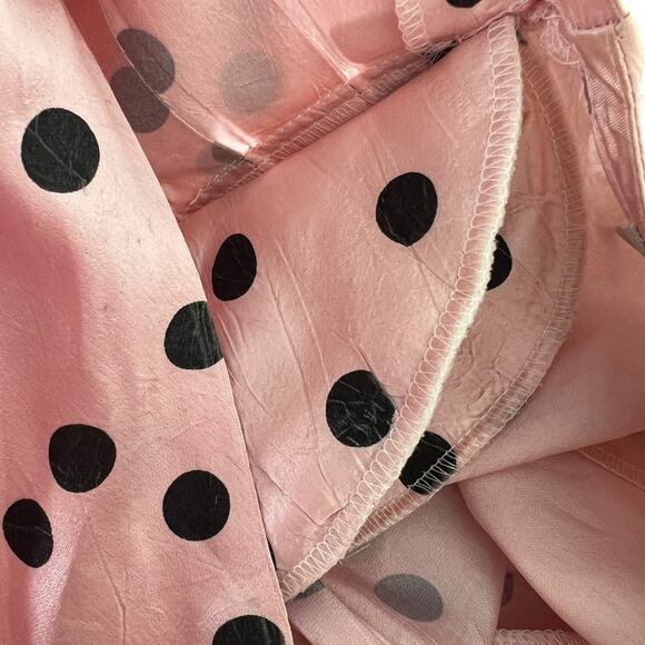 Liz Claiborne Vintage 80s Silk Pleated Polka Pot V-Neck Short Sleeve Jumpsuit 10 - Picture 8 of 10